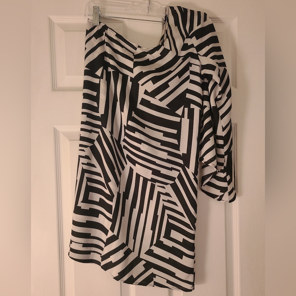 Black & White piano print one shoulder tunic/dress